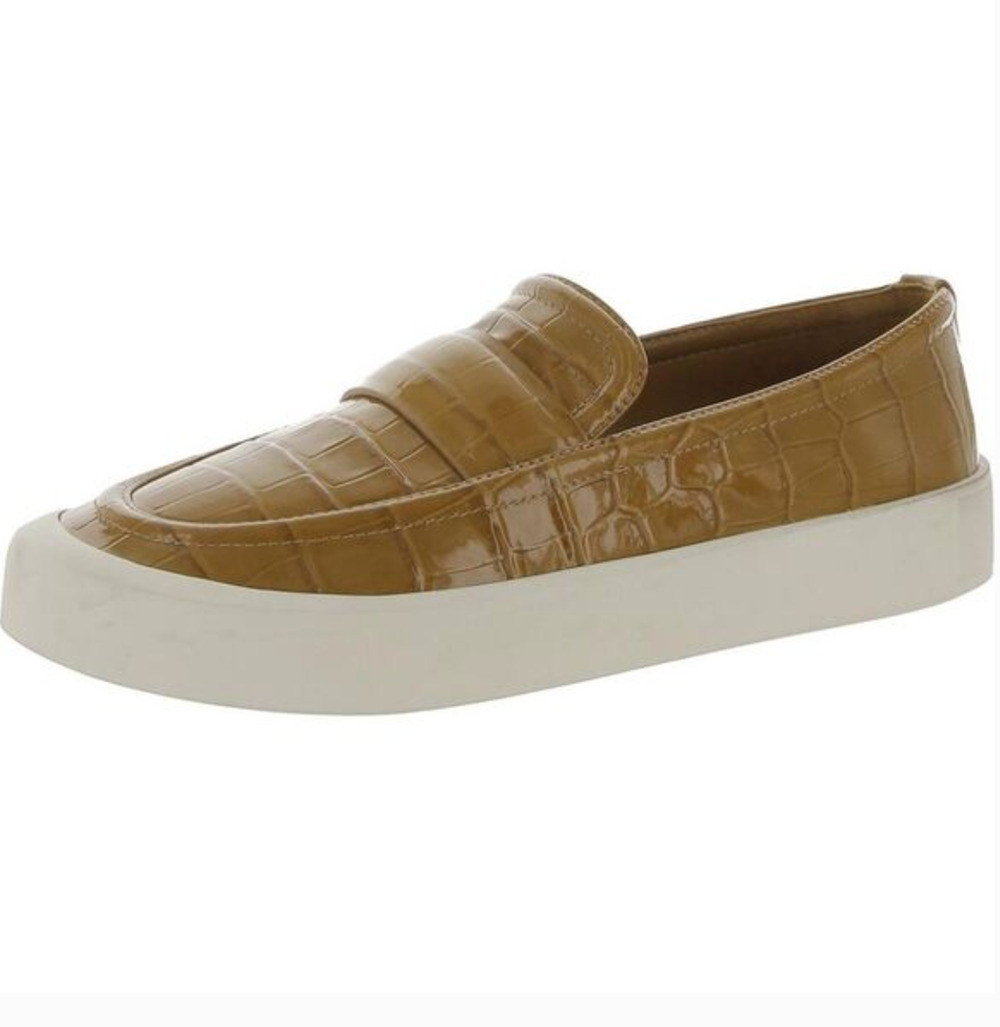 Vince Ghita Loafers 6 Croc Leather Gold Yellow Platform Slip On Comfort Sneakers